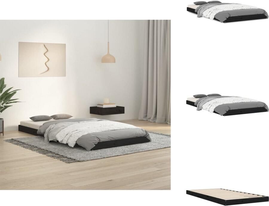 VidaXL Bedframe Grenenhout eenpersoons 193.5 x 94 x 9 cm multiplex lattenbodem zwart geschikt voor 90x190cm matras (3FT Single) Bed - Foto 4