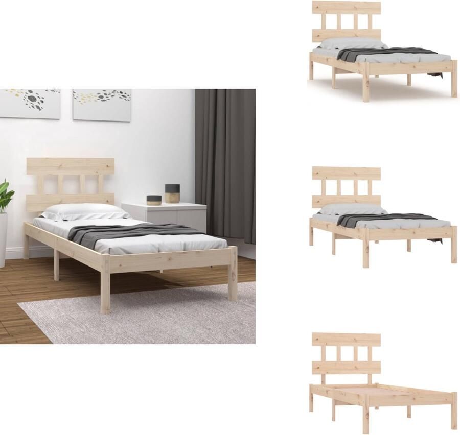 VidaXL Bedframe Grenenhout 205.5x105.5x31 cm Comfortabele ondersteuning Tijdloos ontwerp Bed