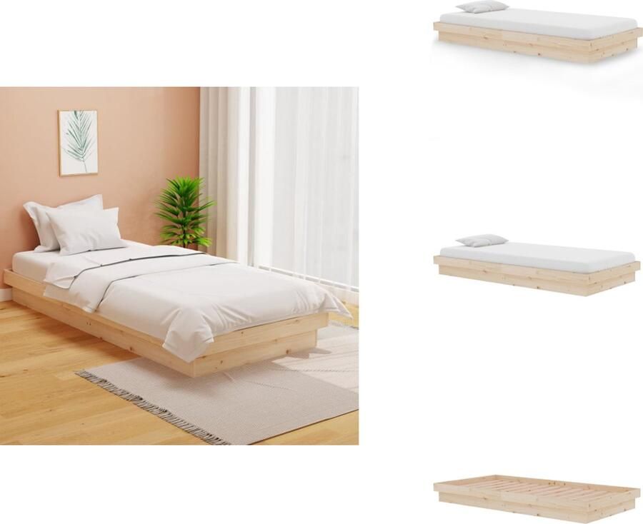 VidaXL Bedframe Bedframes Eenpersoonsbed Bed Bedframe massief hout 100x200 cm