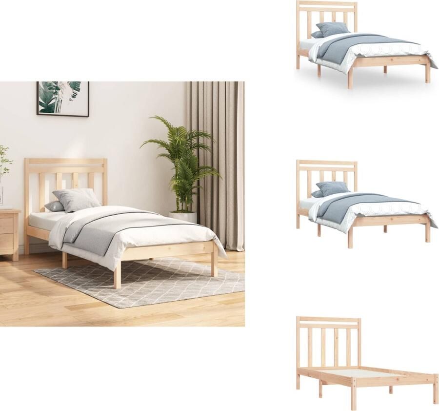 VidaXL Bedframe Grenenhout Klassiek ontwerp Multiplex lattenbodem 205.5x105.5x69.5 cm Bed - Foto 2