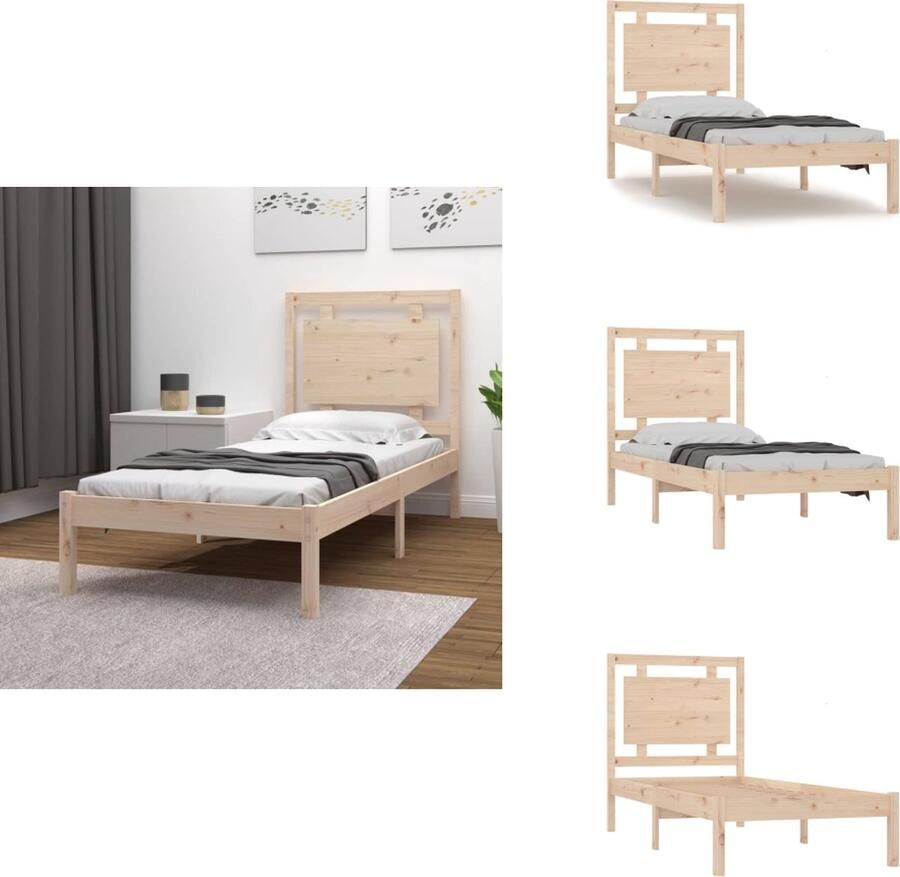 VidaXL Bedframe Grenenhout Klassiek ontwerp Multiplex lattenbodem 205.5x105.5x69.5 cm Bed