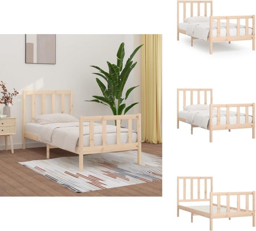 VidaXL Bedframe Bedframes Eenpersoonsbed Bed Bedframe massief hout 100x200 cm
