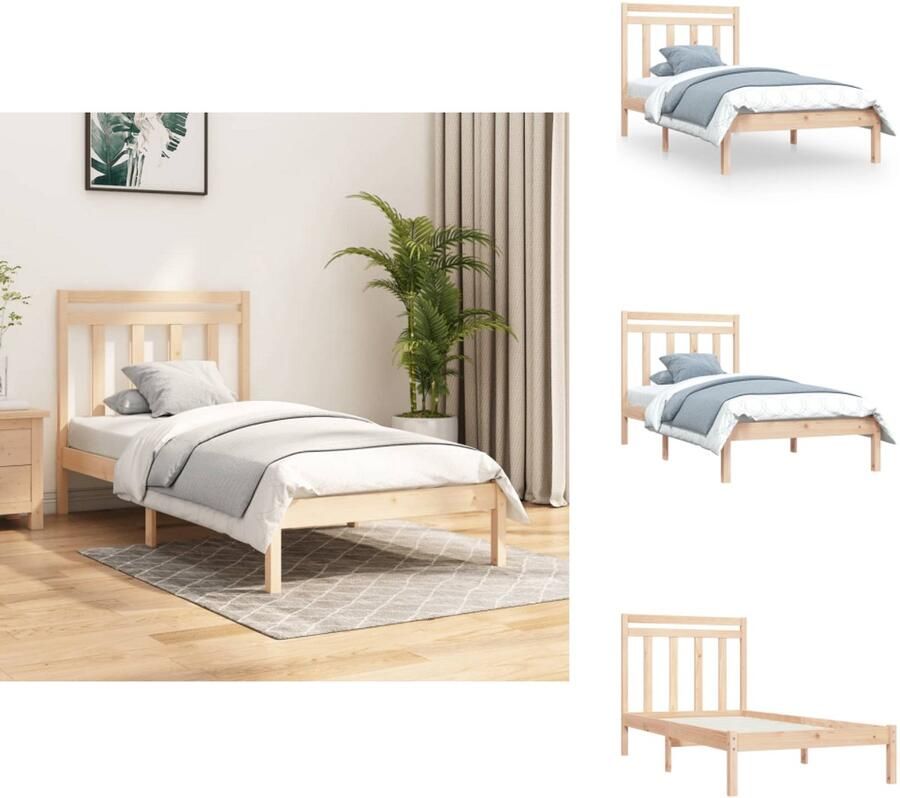 VidaXL Bedframe Grenenhout Klassiek ontwerp Multiplex lattenbodem 205.5x105.5x69.5 cm Bed - Foto 6