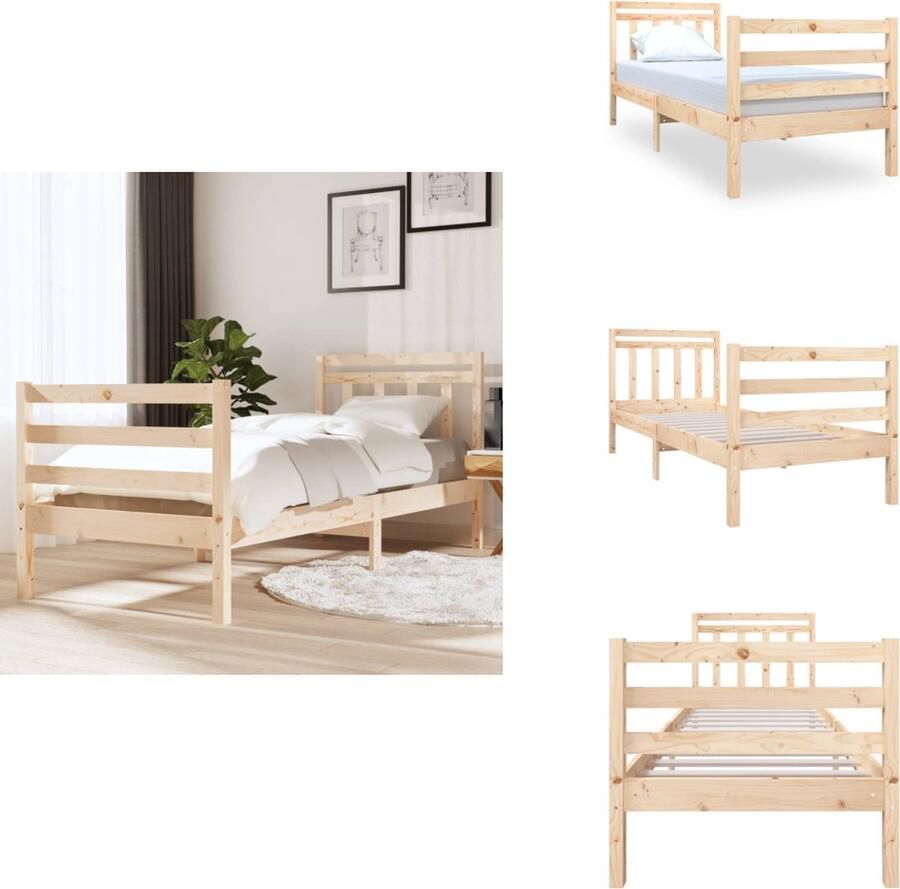 VidaXL Bedframe Bedframes Eenpersoonsbed Bed Bedframe massief hout 75x190 cm