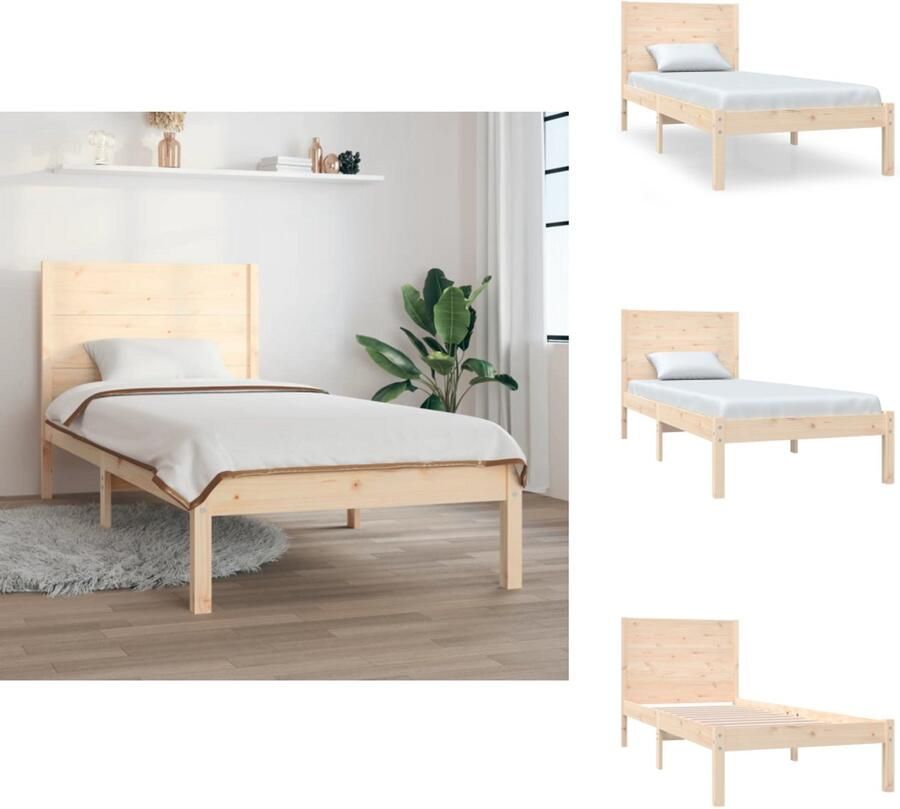 VidaXL Bedframe Bedframes Eenpersoonsbed Bed Bedframe massief hout 75x190 cm