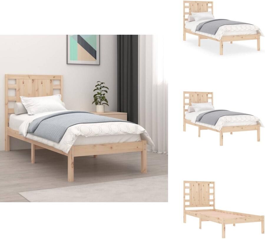 VidaXL Bedframe Bedframes Eenpersoonsbed Bed Bedframe massief hout 75x190 cm
