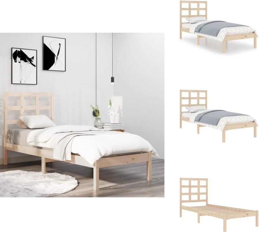 VidaXL Bedframe Bedframes Eenpersoonsbed Bed Bedframe massief hout 75x190 cm