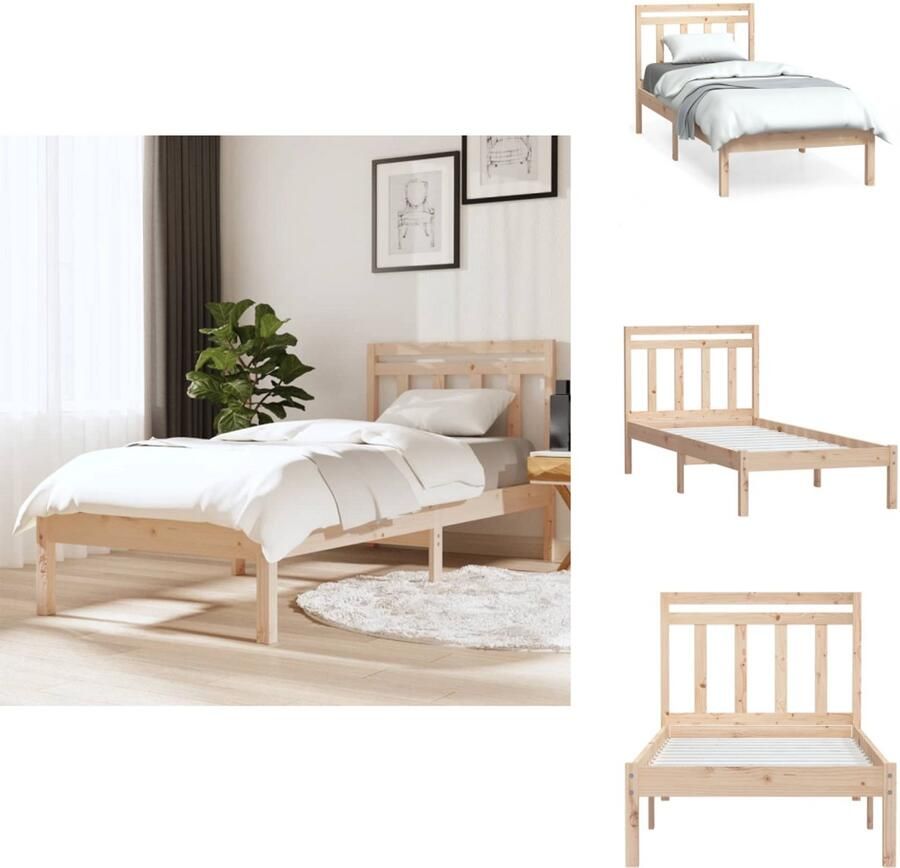 VidaXL Bedframe Bedframes Eenpersoonsbed Bed Bedframe massief hout 75x190 cm