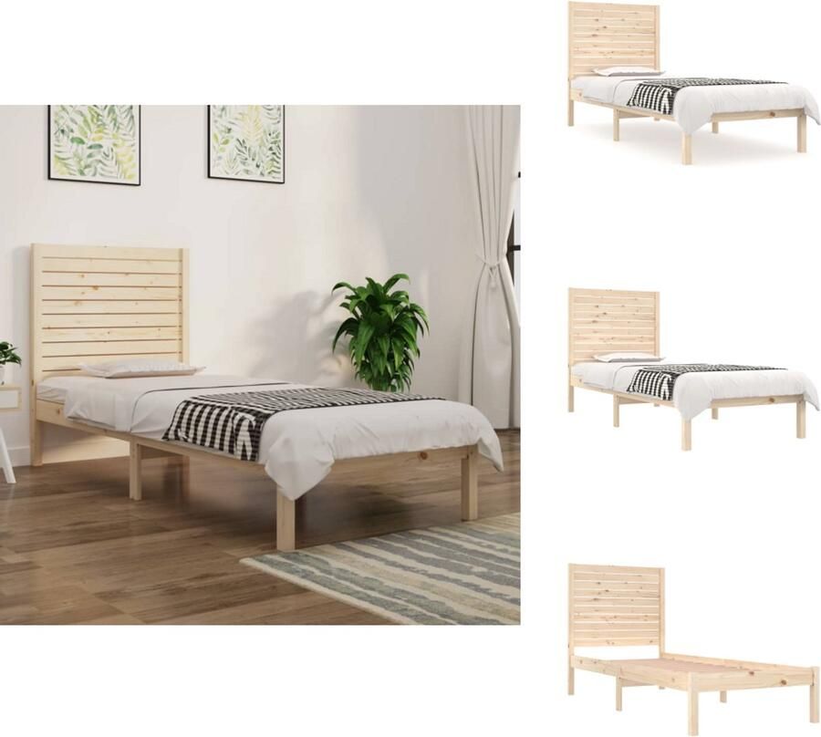 VidaXL Bedframe Bedframes Eenpersoonsbed Bed Bedframe massief hout 75x190 cm