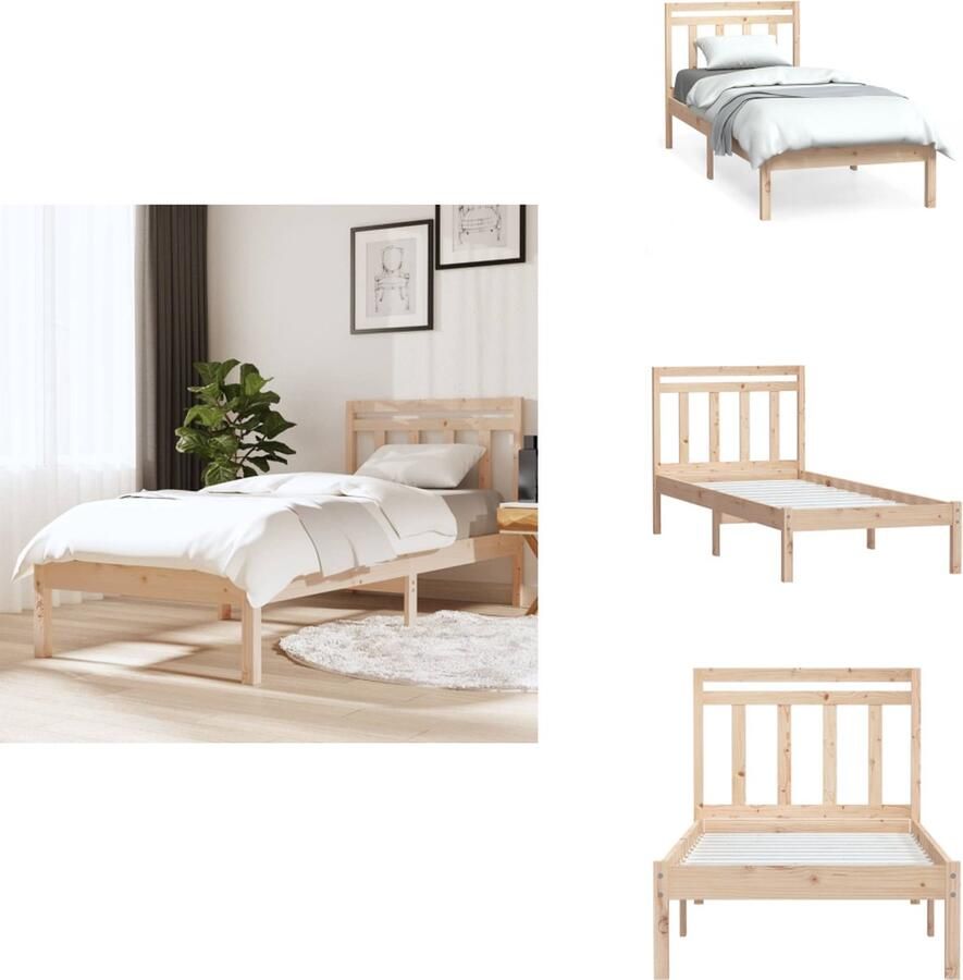 VidaXL Bedframe Bedframes Eenpersoonsbed Bed Bedframe massief hout 90x190 cm