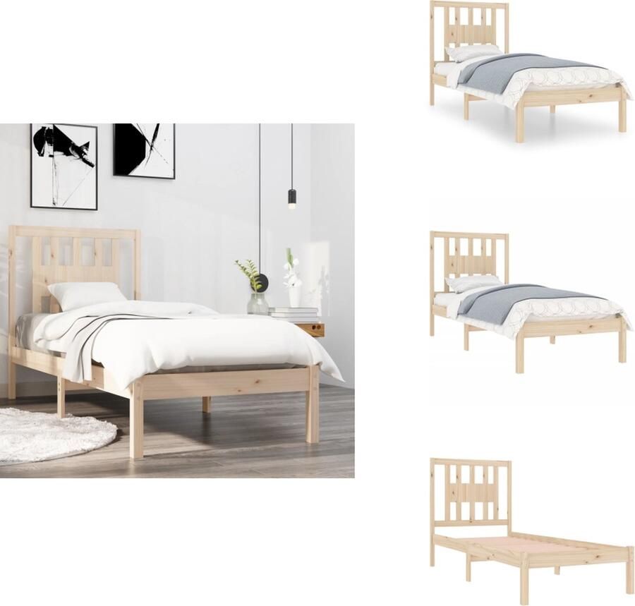 The Living Store Klassiek Grenenhouten Bedframe 195.5 x 96 x 100 cm Massief hout Lattenbodem Praktisch hoofdeinde Klassieke Bed Frame Houten Bed Frame Grenenhout Bed Frame Enkel Bed Tweepersoons Bed - Foto 3