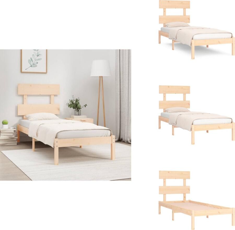 VidaXL Houten Bedframe Massief Grenenhout 195.5 x 95.5 x 31 cm Tijdloos Ontwerp Bed