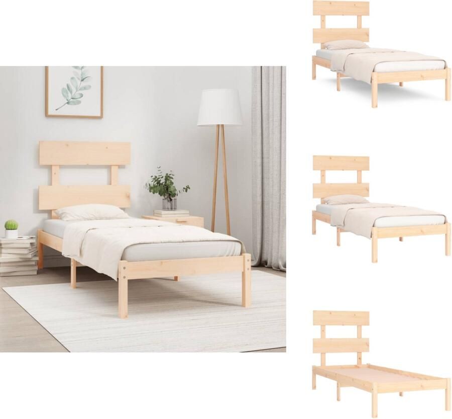 VidaXL Houten Bedframe Massief Grenenhout 195.5 x 95.5 x 31 cm Tijdloos Ontwerp Bed - Foto 2
