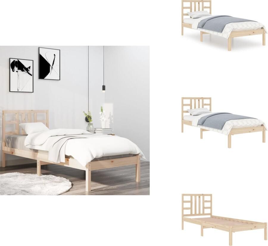 VidaXL Bed frame Grenenhout 205.5 x 95.5 x 31 cm Multiplex lattenbodem Comfortabele ervaring Bed
