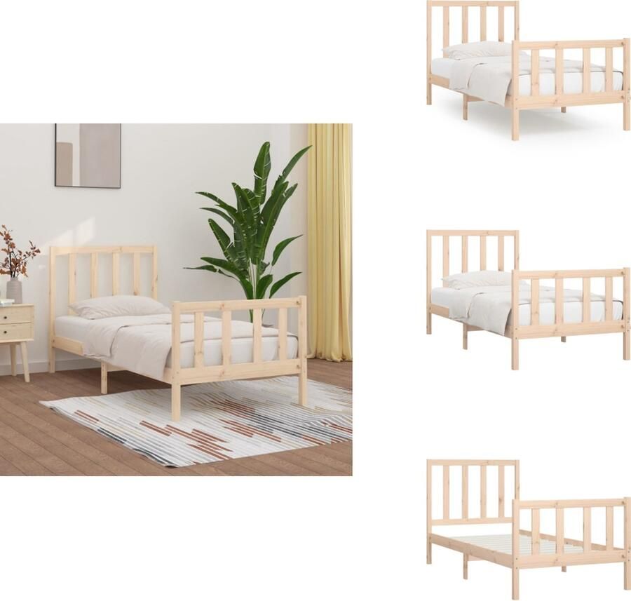 VidaXL Bedframe Bedframes Eenpersoonsbed Bed Bedframe massief hout 90x200 cm