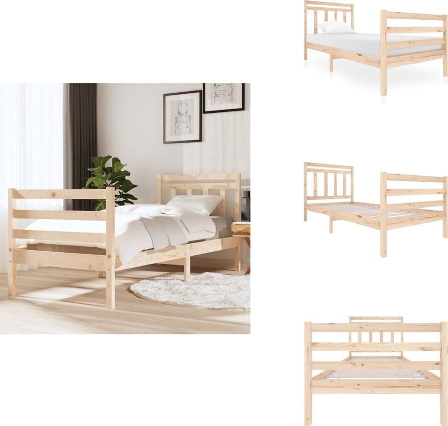 VidaXL Bedframe Bedframes Eenpersoonsbed Bed Bedframe massief hout 90x200 cm