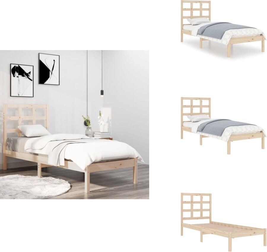VidaXL Bedframe Bedframes Eenpersoonsbed Bed Bedframe massief hout 90x200 cm