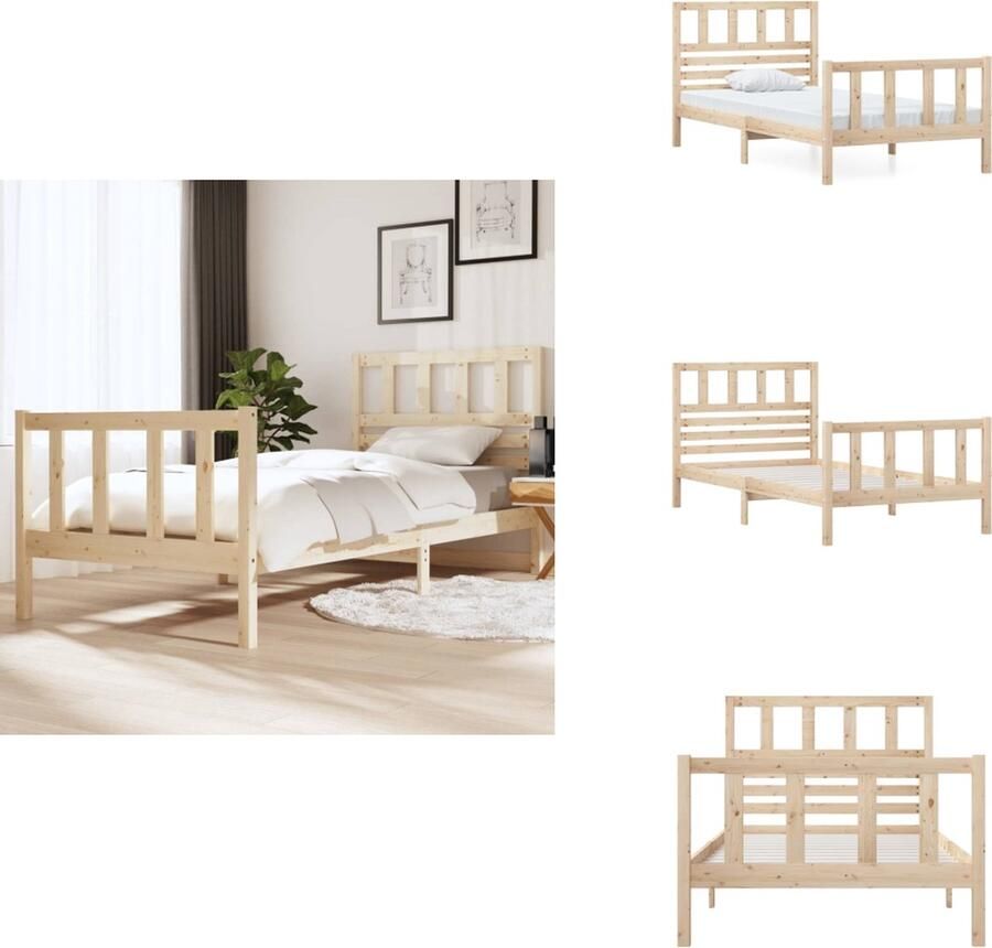 VidaXL Bedframe Grenenhout 205.5 x 96 x 100 cm Geschikt voor 90x200 cm matras (excl matras) Bed