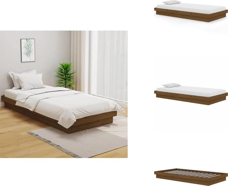 VidaXL Bedframe Bedframes Eenpersoonsbed Bed Bedframe massief hout honingbruin 100x200 cm