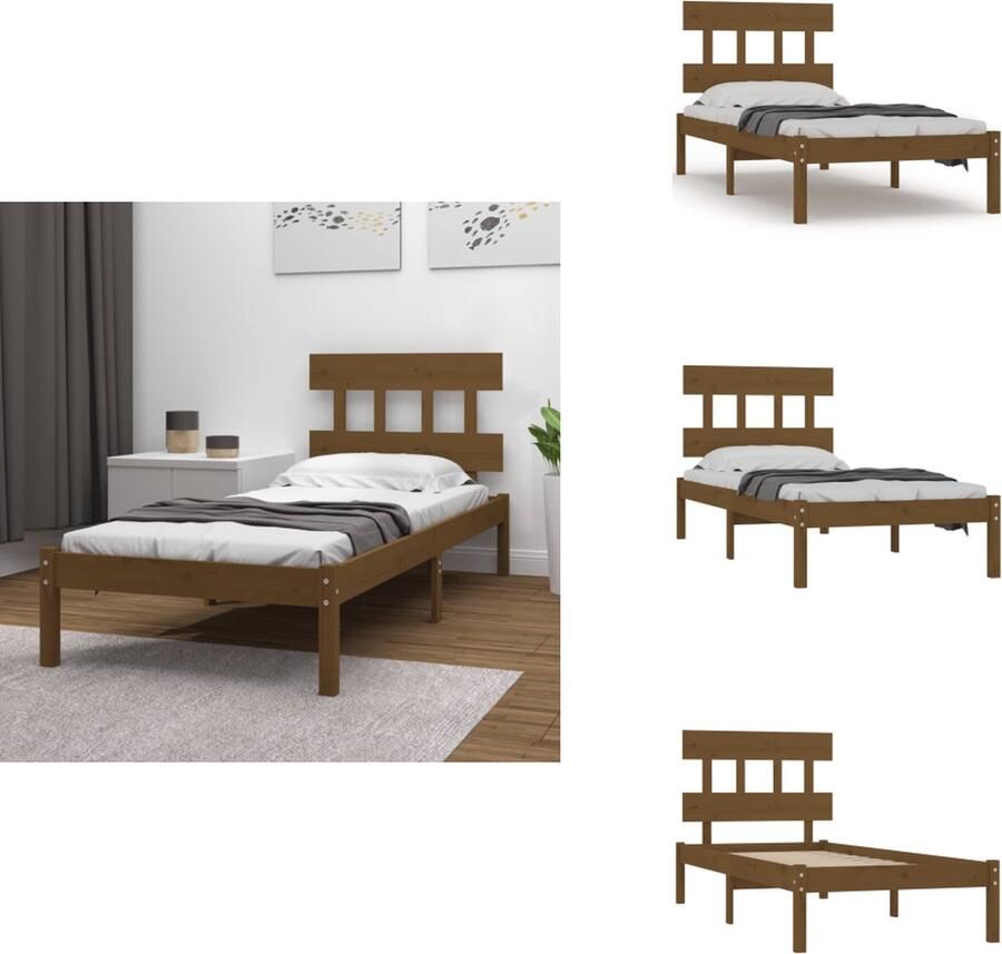 VidaXL Bedframe Bedframes Eenpersoonsbed Bed Bedframe massief hout honingbruin 100x200 cm