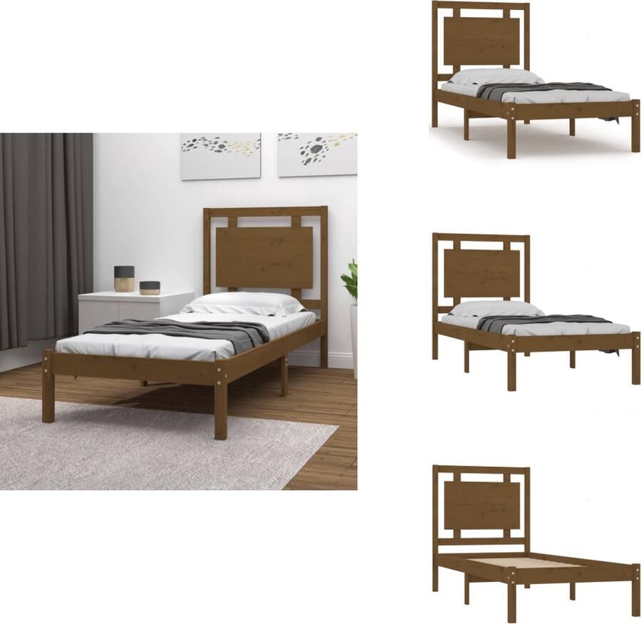 VidaXL Bedframe Bedframes Eenpersoonsbed Bed Bedframe massief hout honingbruin 100x200 cm