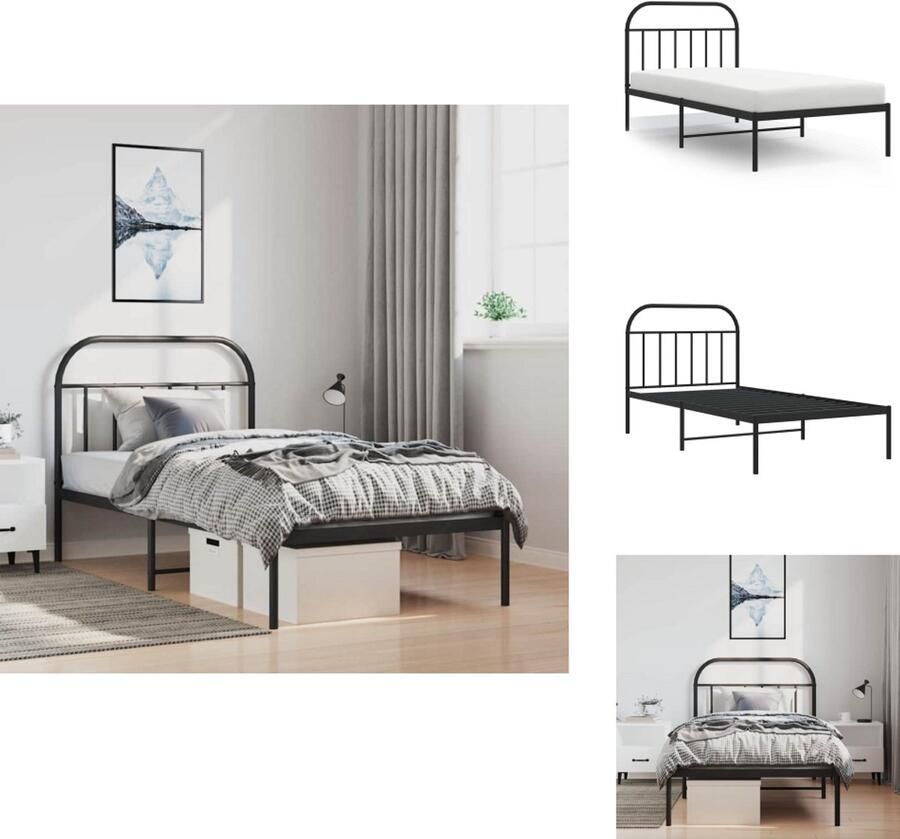 VidaXL Bedframe Klassieke Metalen Robuust Zwart 196 x 105 x 90 cm Geen Matras Inbegrepen Bed - Foto 2