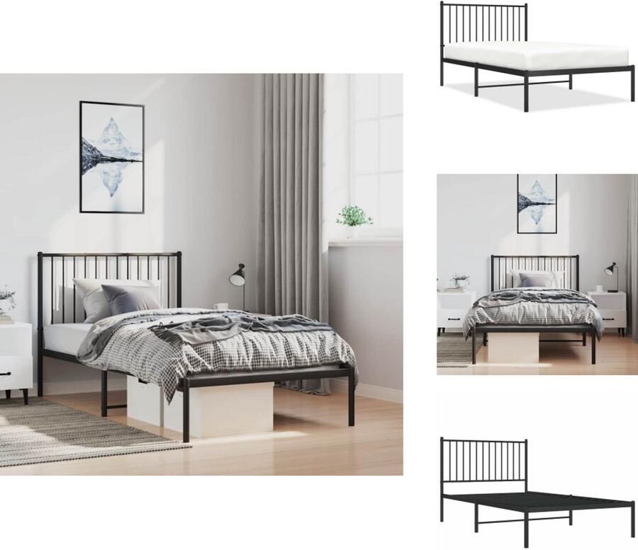 VidaXL Bedframe Klassieke Metalen Robuust Zwart 196 x 105 x 90 cm Geen Matras Inbegrepen Bed - Foto 4