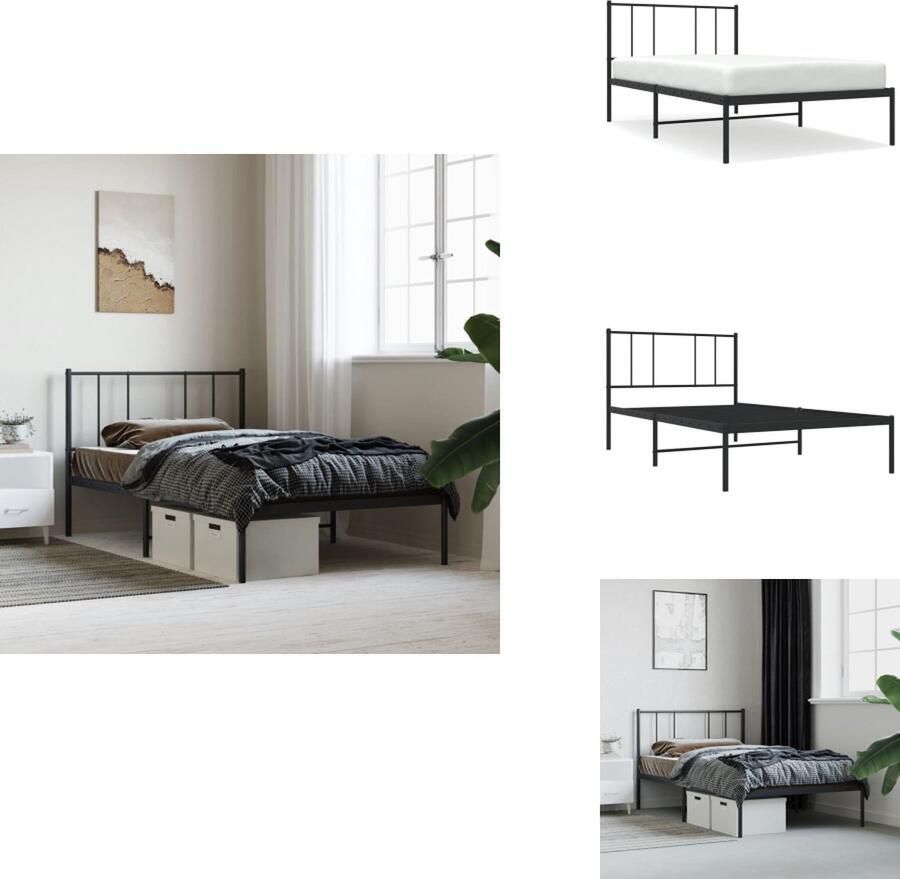 VidaXL Bedframe Klassiek Robuust Metalen Constructie Metalen Latten Extra Opbergruimte Comfortabele Ondersteuning Zwart 207 x 112 x 90 cm Geschikt voor 107 x 203 cm matrasfor Montage vereist Bed - Foto 2