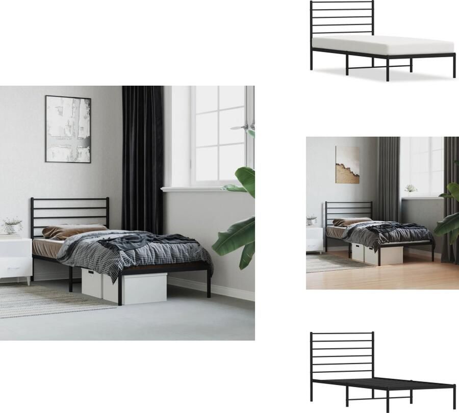 VidaXL Bedframe Klassiek Zwart Robuust Staal 207 x 85 x 90 cm Geen Matras Montage Vereist Bed - Foto 6
