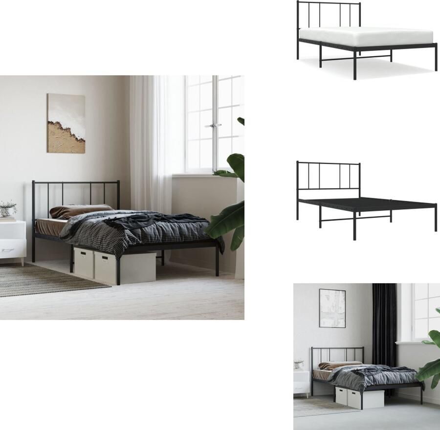 The Living Store Bedframe Klassiek Zwart Robuust Staal 207 x 85 x 90 cm Geen Matras Montage Vereist Robuust Bedframe Klassiek Bed Zwart Bedframe Staal Bedframe Metalen Bedframe