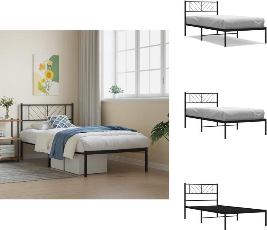 VidaXL Bedframe Klassiek Zwart Robuust Staal 207 x 85 x 90 cm Geen Matras Montage Vereist Bed - Foto 7