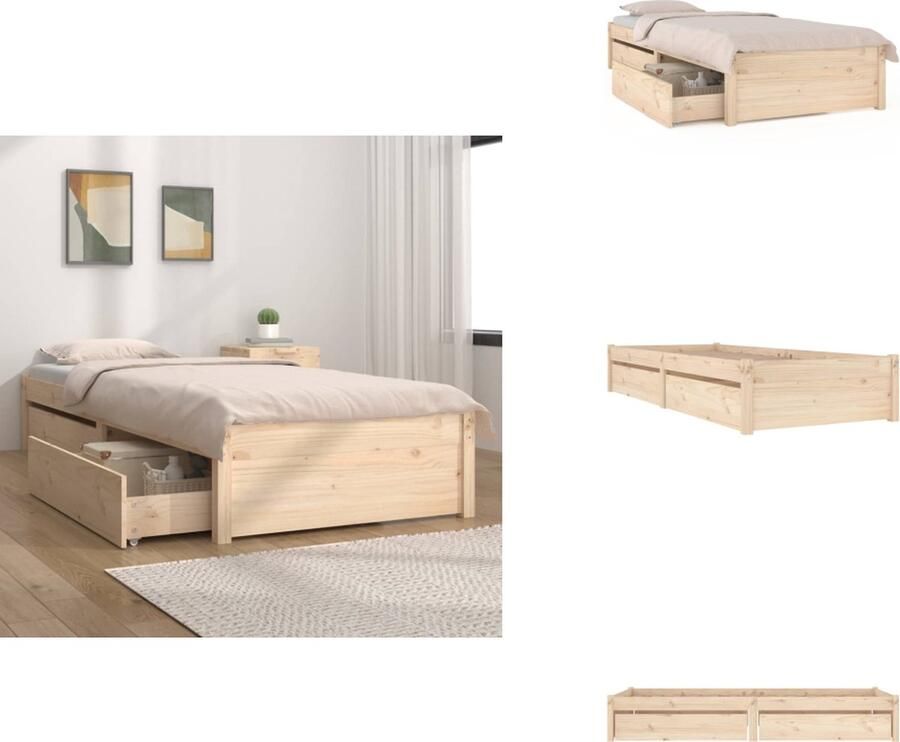 VidaXL Houten Bedframe Grenenhout 195.5 x 80.5 x 31 cm Met Opbergfunctie Bed