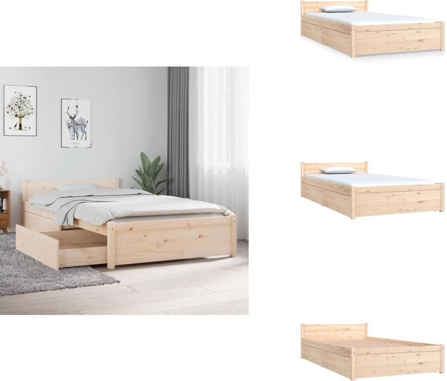 VidaXL Bedframe Grenenhout 90 x 190 cm Met Opbergfunctie Montage vereist Bed
