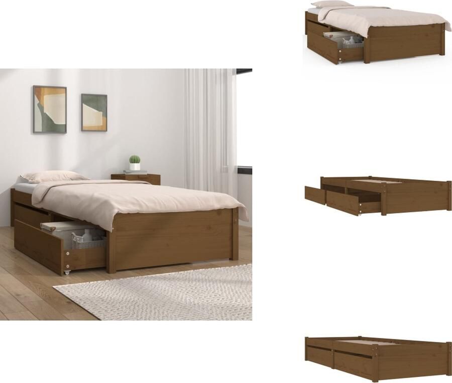 VidaXL Bedframe Bedframes Eenpersoonsbed Bed Bedframe met lades honingbruin 90x200 cm