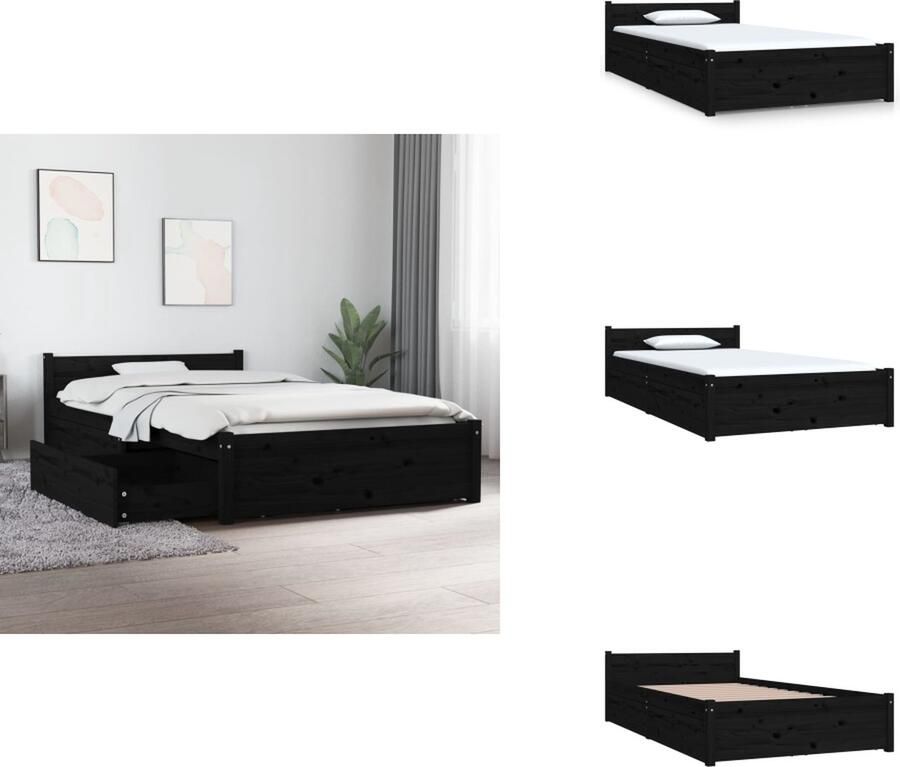 VidaXL Bedframe Grenenhout Bedframe 205.5 x 95.5 x 51 cm Ken- Opbergfunctie Bed