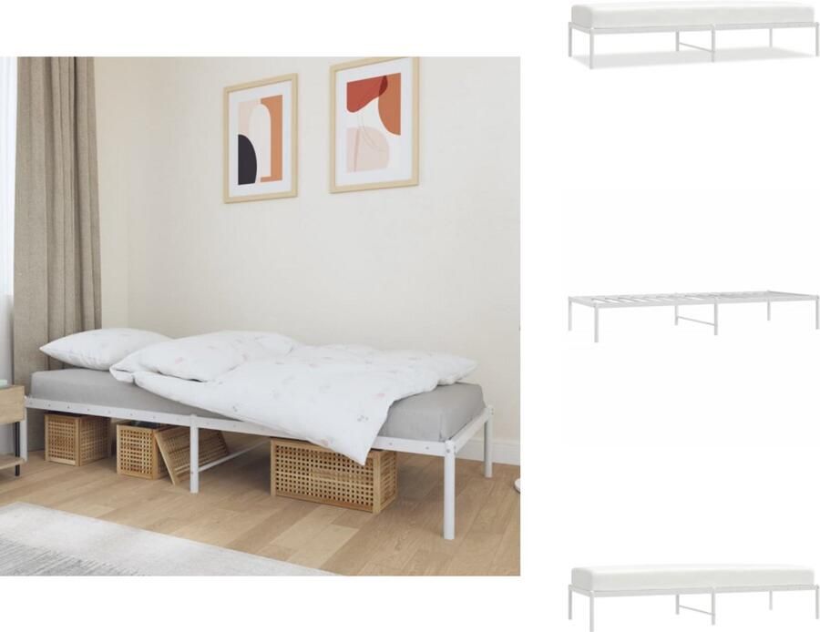 VidaXL Bedframe Bedframes Eenpersoonsbed Bed Bedframe metaal wit 80x200 cm