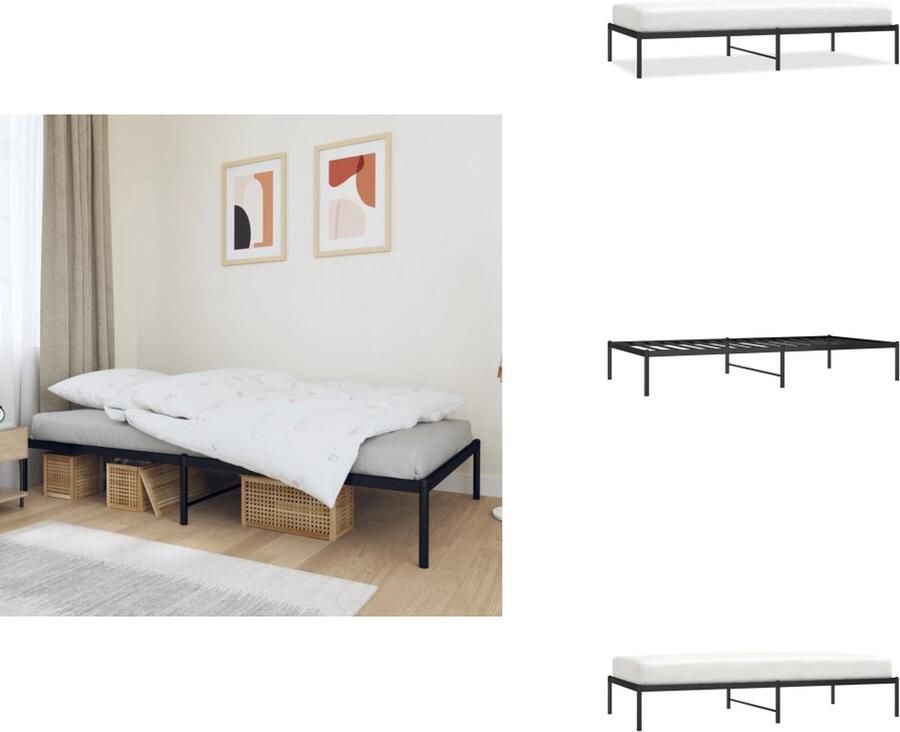 VidaXL Bedframe Bedframes Eenpersoonsbed Bed Bedframe metaal zwart 100x200 cm