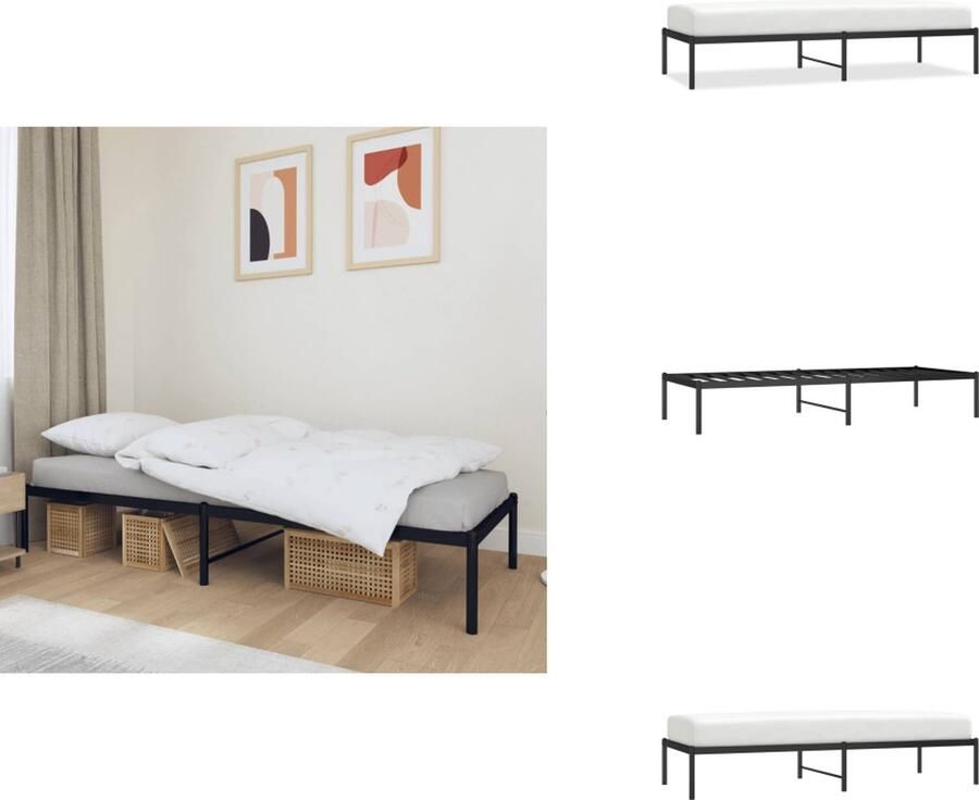 VidaXL Bedframe Bedframes Eenpersoonsbed Bed Bedframe metaal zwart 75 x 190 cm