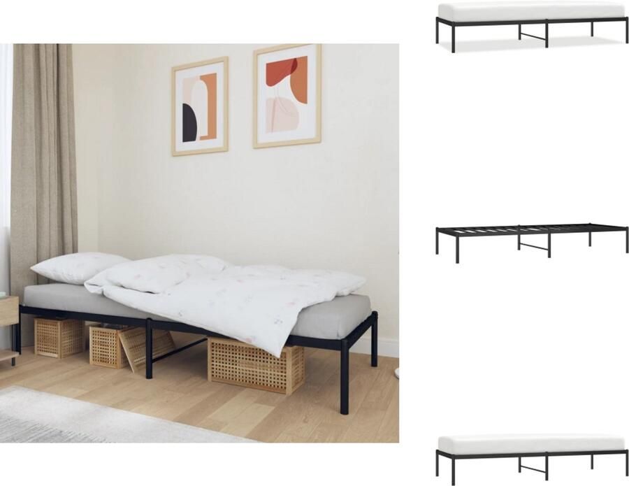 VidaXL Bedframe Bedframes Eenpersoonsbed Bed Bedframe metaal zwart 80x200 cm