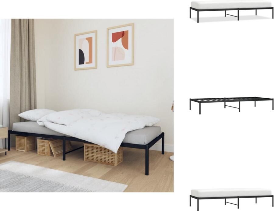 VidaXL Bedframe Bedframes Eenpersoonsbed Bed Bedframe metaal zwart 90x200 cm