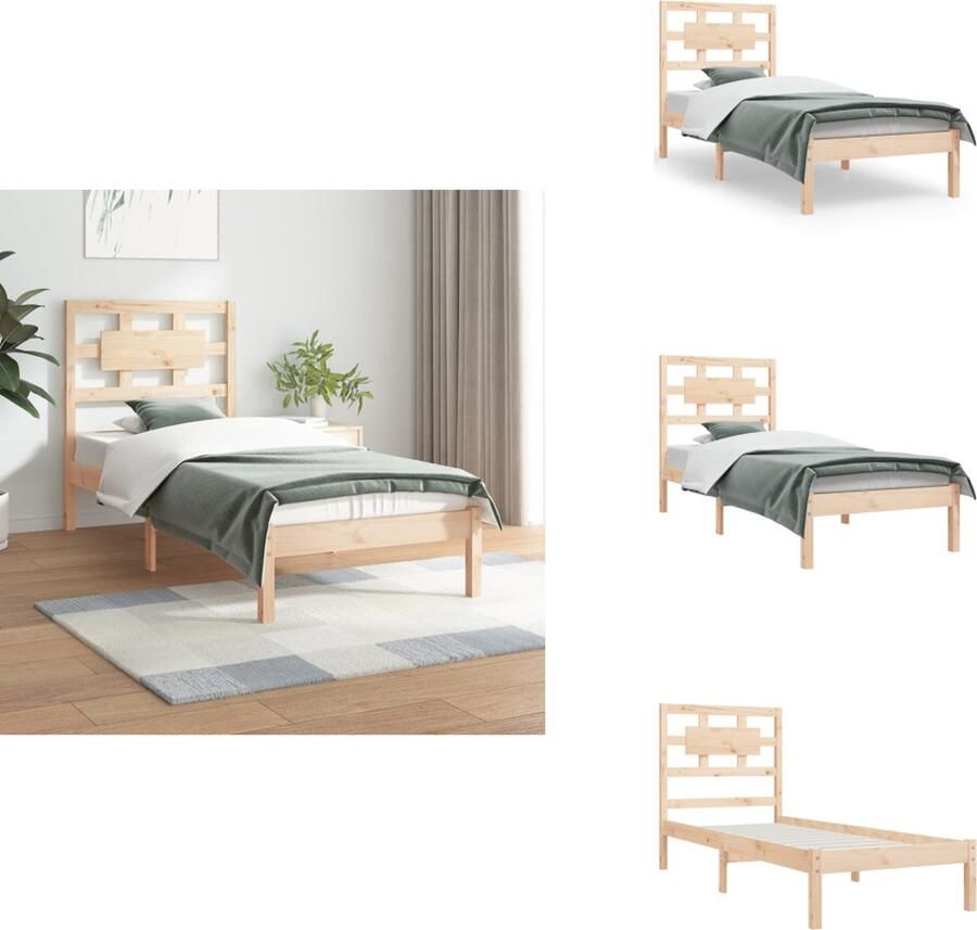 VidaXL Bedframe Bedframes Eenpersoonsbed Bed Bedframe zonder matras massief grenenhout 90x200 cm