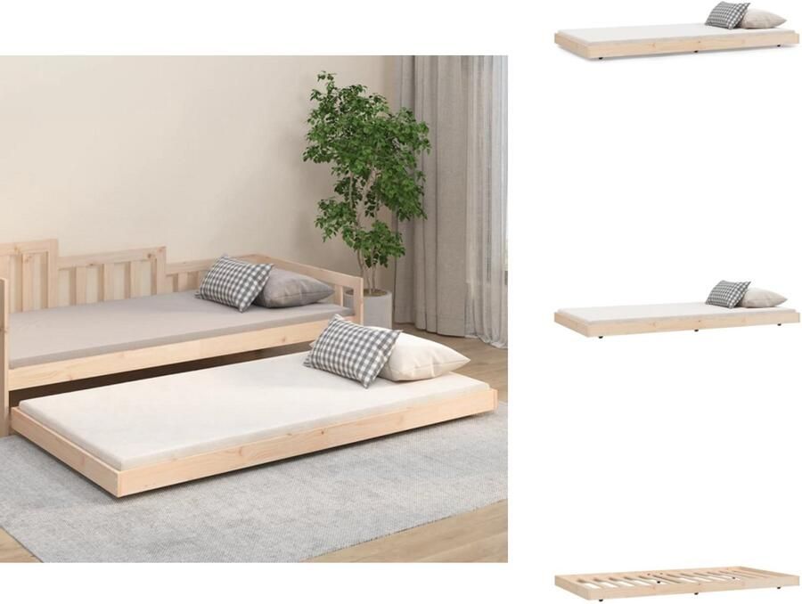 The Living Store Houten bedframe Massief grenenhout 100 x 200 cm Rustieke uitstraling Houten Bedframe Massief Grenenhout Bedframe 100x200 Rustic Bedframe Vintage Bedframe - Foto 2