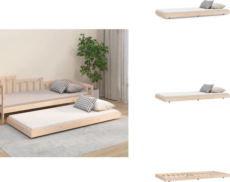 VidaXL Bedframe Bedframes Eenpersoonsbed Bed Bedframe zonder matras massief grenenhout 75x190 cm