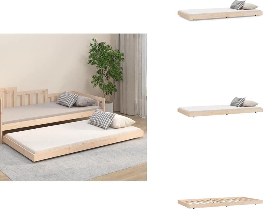 The Living Store Houten bedframe Massief grenenhout 100 x 200 cm Rustieke uitstraling Houten Bedframe Massief Grenenhout Bedframe 100x200 Rustic Bedframe Vintage Bedframe