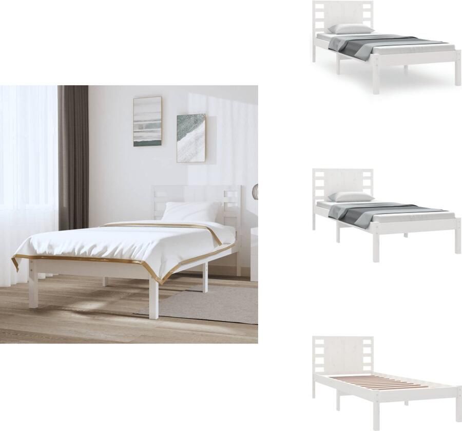 VidaXL Bedframe Bedframes Eenpersoonsbed Bed Bedframe zonder matras massief grenenhout wit 140x200 cm