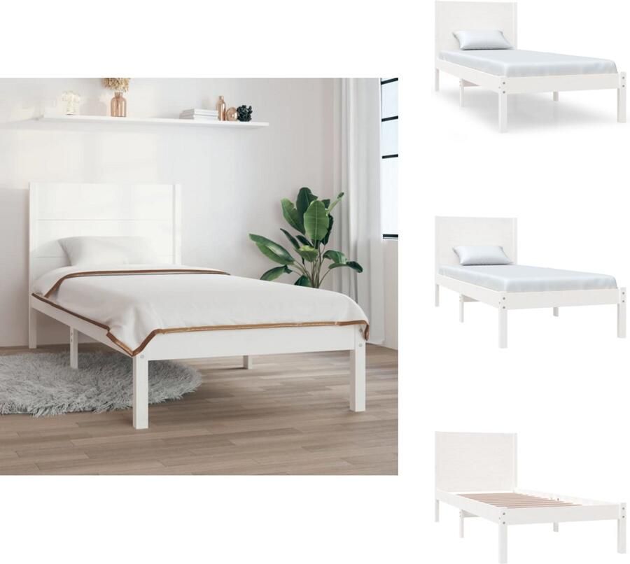 VidaXL Bedframe Bedframes Eenpersoonsbed Bed Bedframe zonder matras massief grenenhout wit 140x200 cm