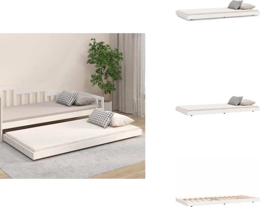 VidaXL Bedframe Bedframes Eenpersoonsbed Bed Bedframe zonder matras massief grenenhout wit 80x200 cm