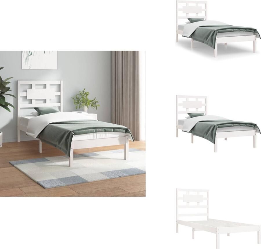 VidaXL Bedframe Bedframes Eenpersoonsbed Bed Bedframe zonder matras massief grenenhout wit 140x200 cm