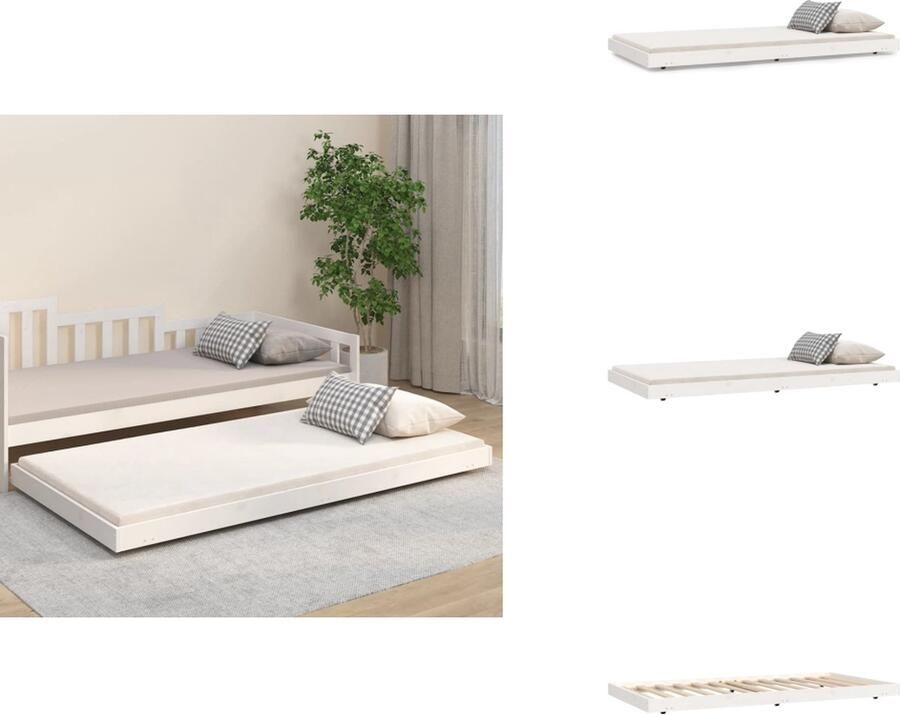 VidaXL Houten Bedframe Tijdloos Praktisch en decoratief Afmeting- 203.5 x 94 x 13 cm Ken- Stabiel en verplaatsbaar Kleur- Wit Materiaal- Massief grenenhout Lattenbodem- Multiplex Geschikt voor 90 x 200 cm matras Bed