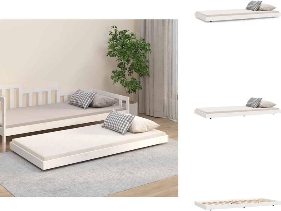 VidaXL Bedframe Bedframes Eenpersoonsbed Bed Bedframe zonder matras massief grenenhout wit 90x190 cm